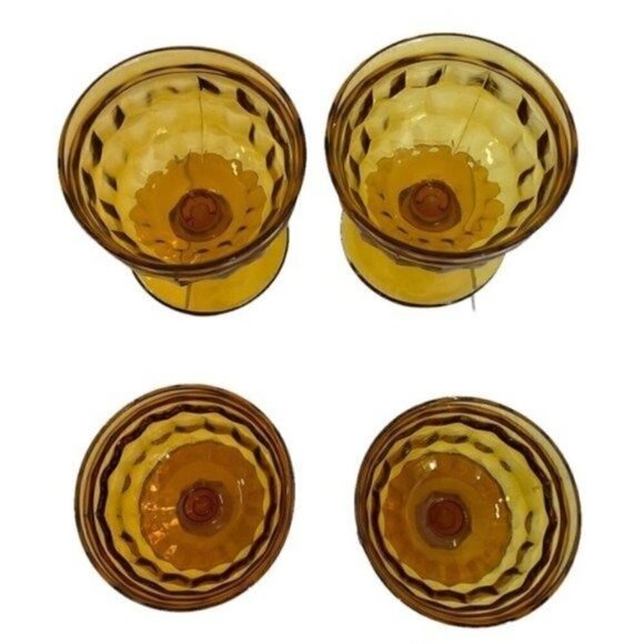 VINTAGE Champagne Sherbet Whitehall Amber Glasses by COLONY set of 4 - Picture 2 of 4